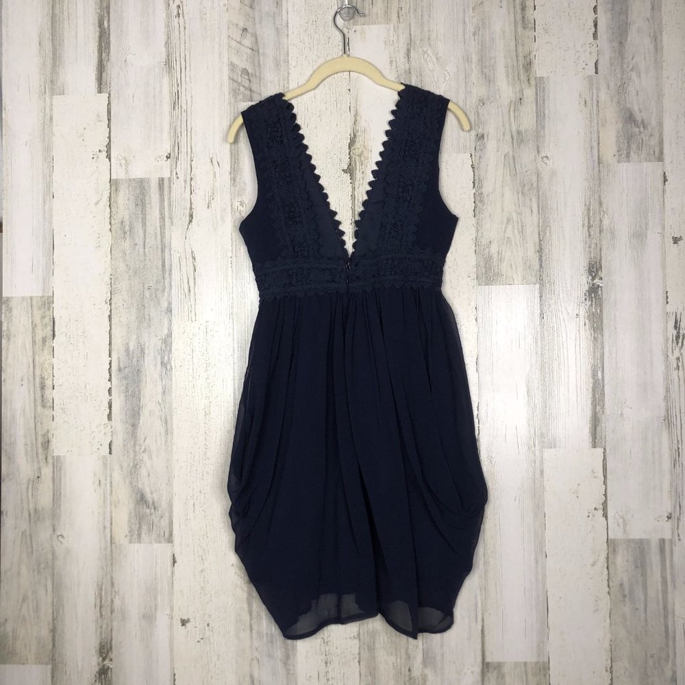Minuet Womens Navy V Neck Sleeveless Mini Dress S - Picture 2 of 4